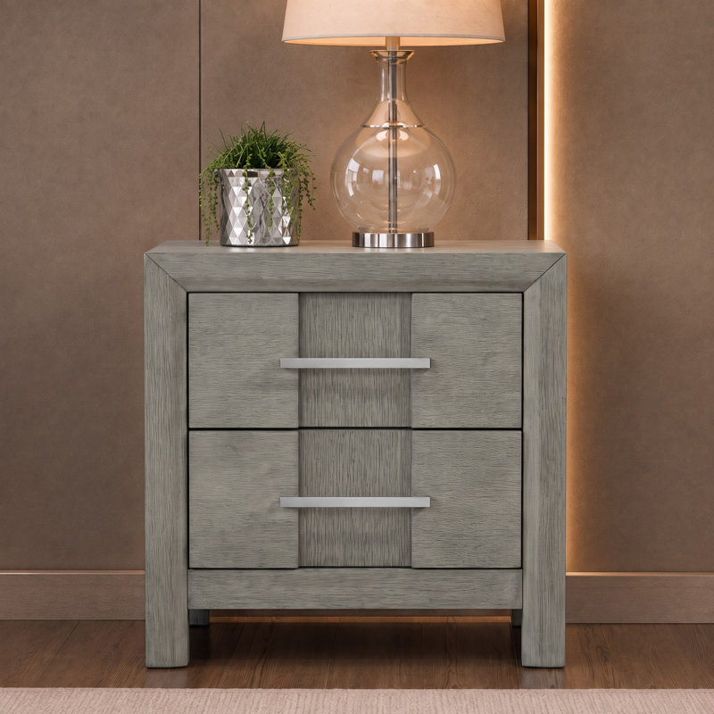 Ensemble de chambre à coucher Adryan, Très grand lit, Gris, 4 Pcs: Bed, Dresser, Nightstand, Mirror