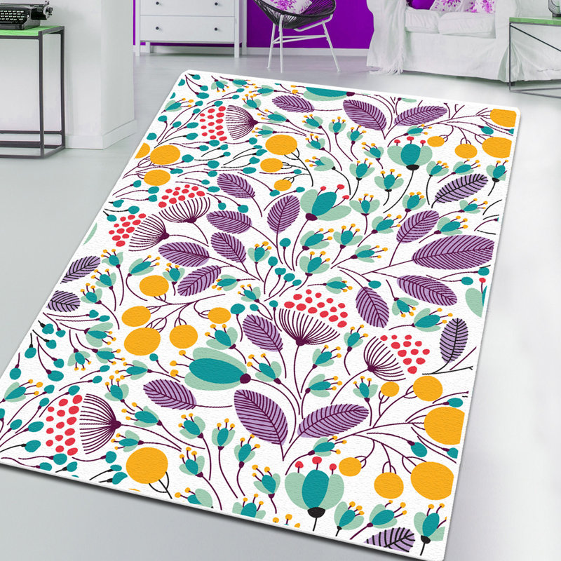 Tapis lavable de qualité supérieure, 100% polyester, 4 pi x 6 pi, hauteur de velours de 0,2 po | Pois antibactérien et feutre antidérapant | Lavable à la machine à 86 ° F, doux et durable pour le salon, la chambre à coucher et le bureau