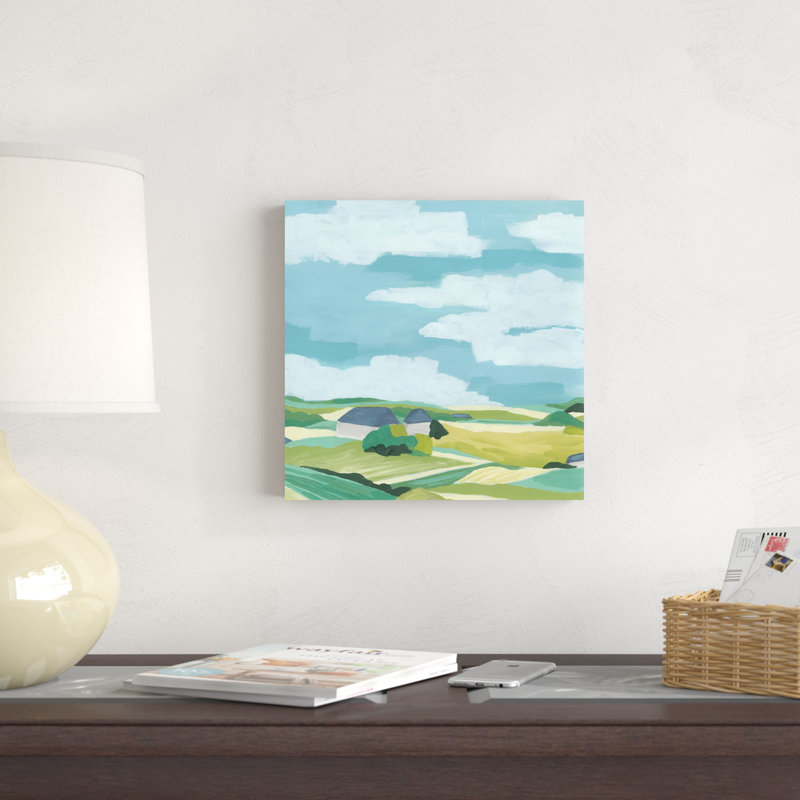 «Village Valley I» par June Erica Vess - peinture sur toile tendue, H 12 po x l 12 po