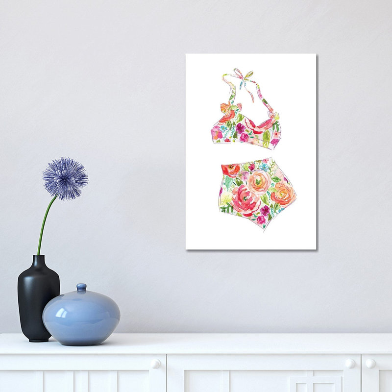 Tropical Swimwear III by Carol Robinson - Painting on Canvas, 30.48 cm H x 45.72 cm W, Wrapped Canvas