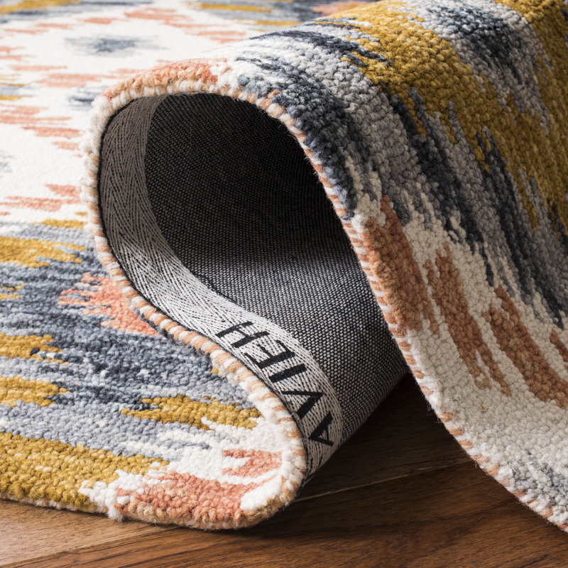 Tapis ikat en laine crocheté à la main Neueranven, Rectangle de 5 pi x 8 pi