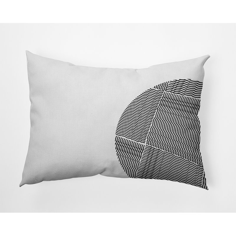 Geometric Outdoor Reversible Throw Pillow, Raven Black