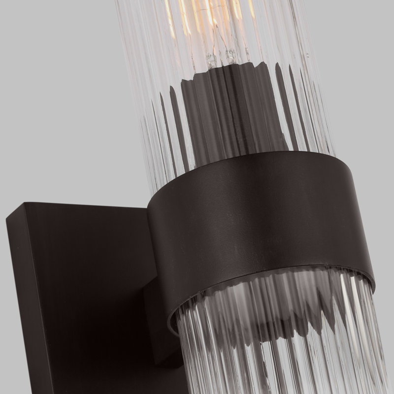 Geneva Black Iron Wall Sconce with Translucent Tube Shade