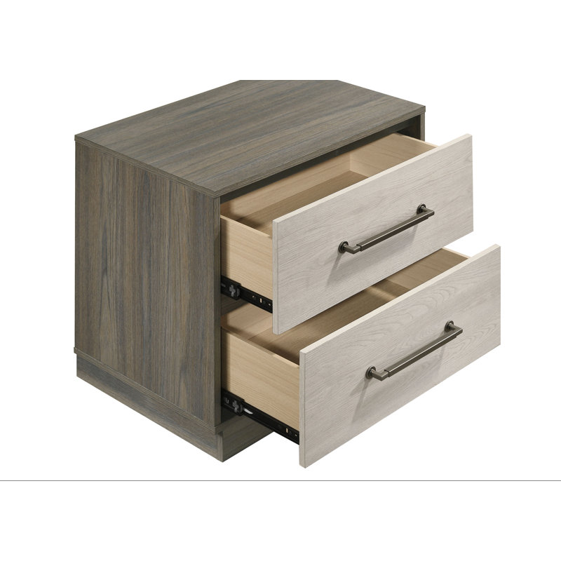 Litchfield 2-drawer Nightstand Bedside Table Grey Oak