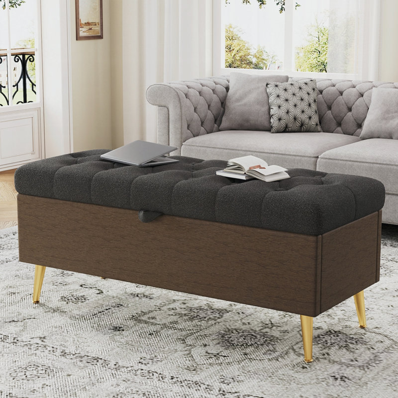 Banc de rangement avec repose-pieds Modern, Gris