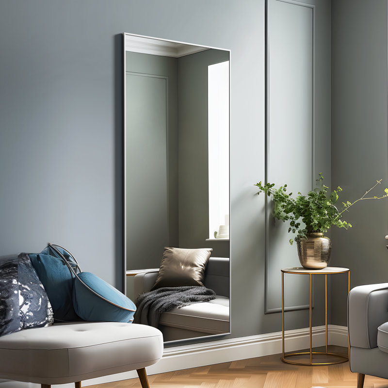 Beshore Modern & Contemporary Accent Wall Mirror, Silver, 47" x 22"