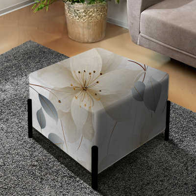 Élégant motif floral ivoire - repose-pieds carré floral