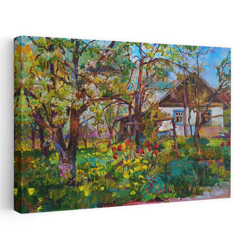 Art mural arbre en fleurs abstrait, H 32 po x l 48 po