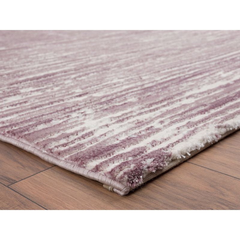 Tapis décoratif abstrait mauve/beige Bardon collection Bardon, Rectangle 2 pi 8 po x 8 pi 1 po
