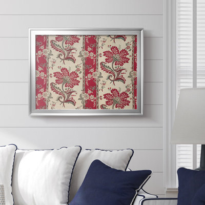 Motif floral répétitif (rouge et blanc) -William Morris-Toile tendue avec châssis-c. Fin du 19e siècle