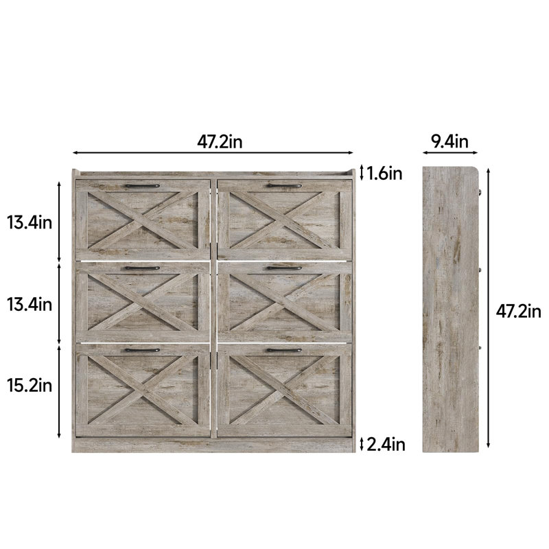 Grande armoire de rangement pour chaussures, Chêne rustique pâle