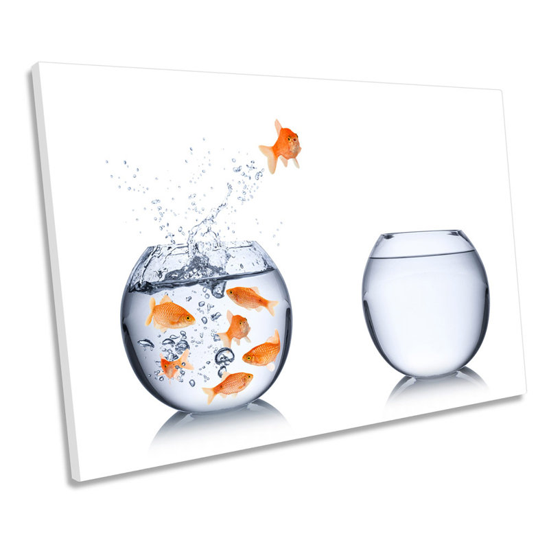 Goldfish Jumping Bowls - Wrapped Canvas Print, 30.5cm H x 45.7cm W x 2cm D