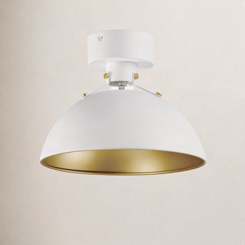 Argente Semi Flush Mount, White/Satin Brass