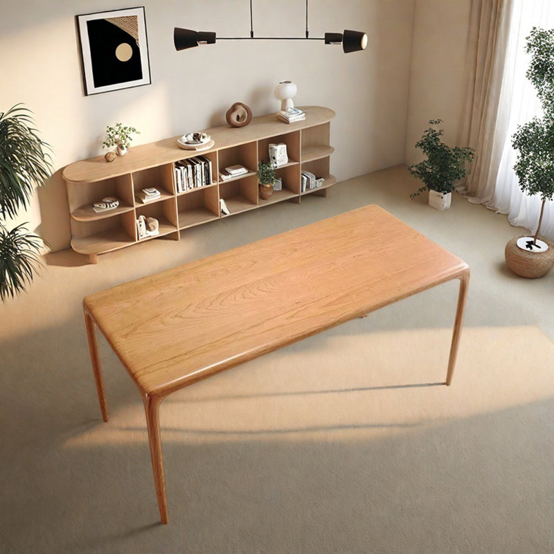 Minimalist All-solid Wood Rectangular Dining Table, 29.52"H x 55.11"L x 31.49"W, Brown