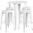 Colbert 30'' Round Metal Indoor-Outdoor Bar Table Set with 4 Square Seat Backless Stools-24678662-24678665