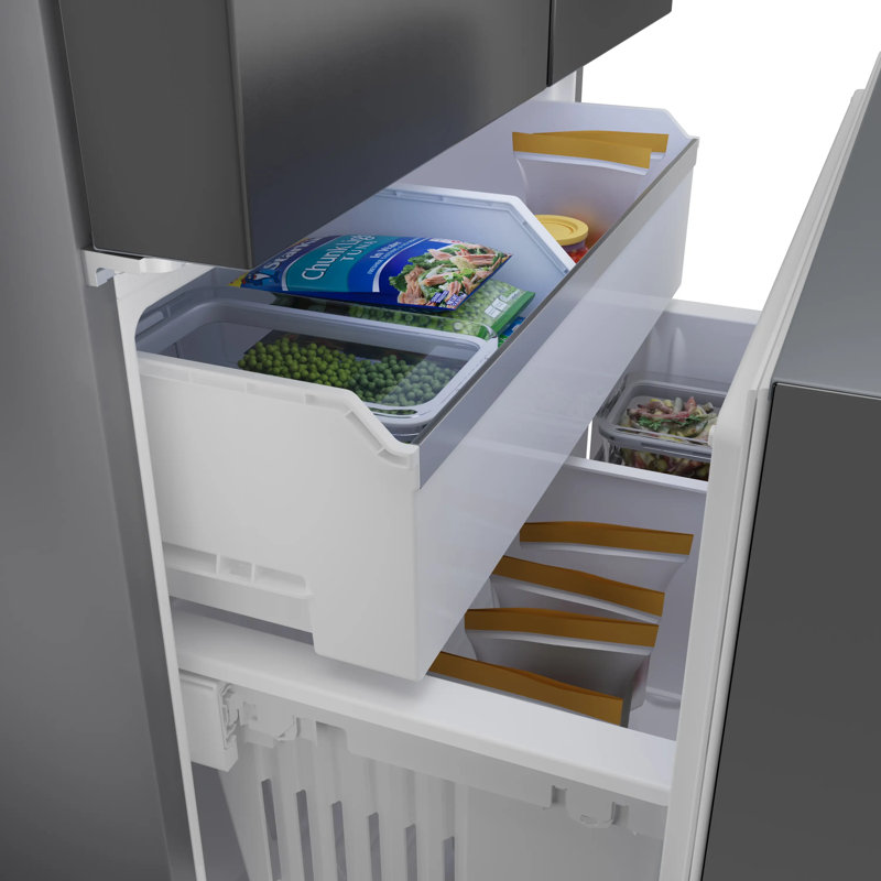Free-Standing Fridge-Freezer, Black Stainless Steel