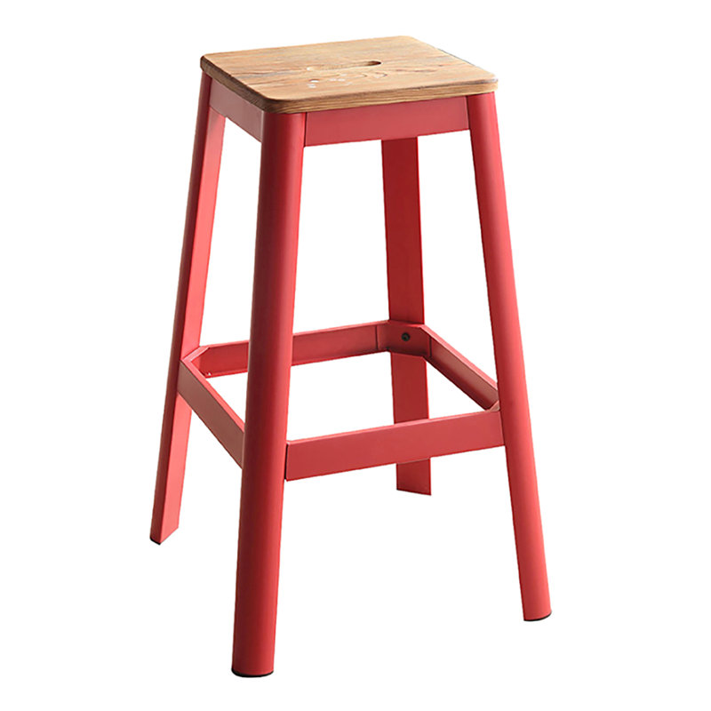 Tabouret de chambre naturel et rouge avec pieds en métal style poignée pratique dans un cadre dynamique pour, Rouge