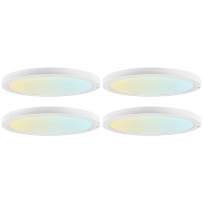  15-Inch LED Flush Mount Ceiling Light with Photocell Sensor, Bi-Level PIR Motion Detection, 5CCT, 2500LM, 30W, CRI90, Wet Rated, ETL 4 Pack