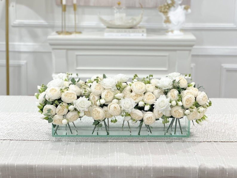 Roses Arrangement in Vase, 24, White