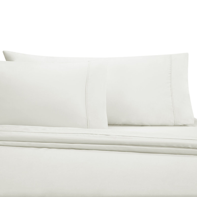 Cotton Blend Sheet Set, Twin Sheet Set + 1 Fitted Sheet + 2 Pillowcases, Snow