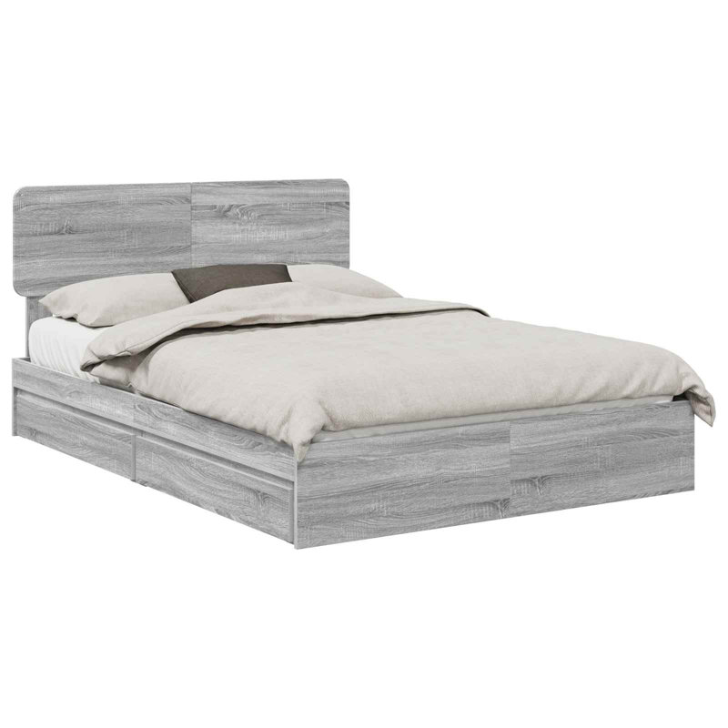 Bed Frame, European Double (140 x 200 cm), Grey Sonoma