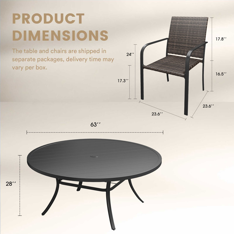 10-Person Outdoor Patio Dining Set With Wicker Chairs, Black