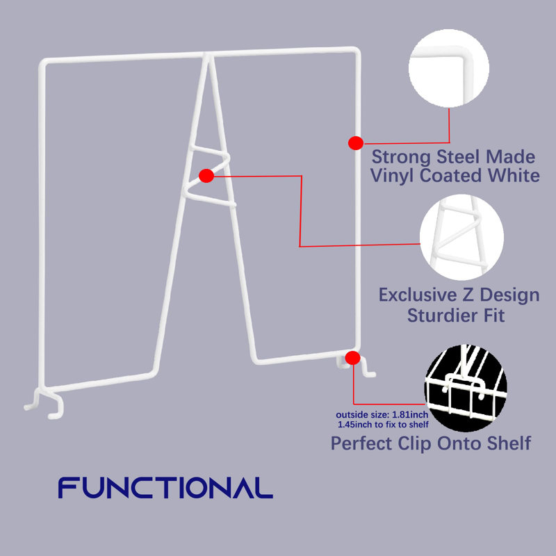 10-Pack White Wire Shelf Dividers - Closet Shelf Organizer - Easy To Install Shelf Divider For Pantry/Garage And More - No Tool - PE Coating Steel - Suitable For 12Inch Deep Wire Shelves