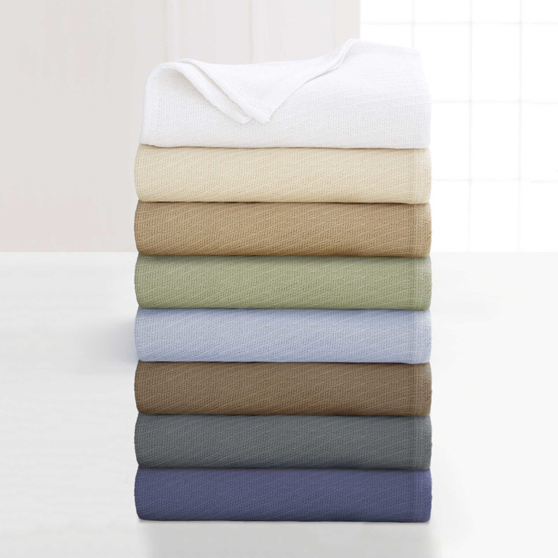 Martex Diagonal Weave All Season Lightweight Layer Cotton Blanket, Full/Queen, Gray