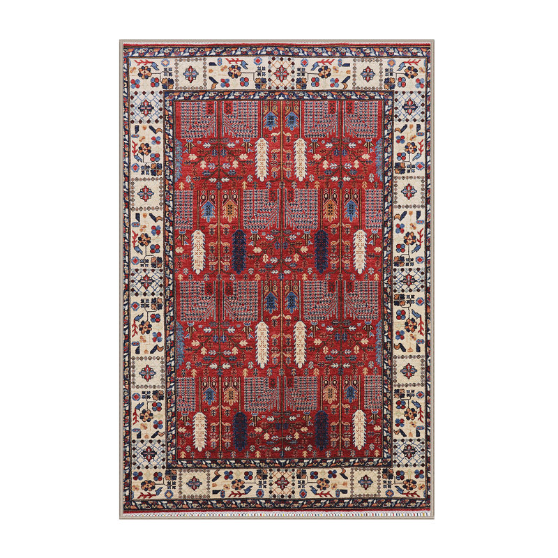 Tapis oriental rouge / ivoire / gris, Rectangle 5 pi x 8 pi