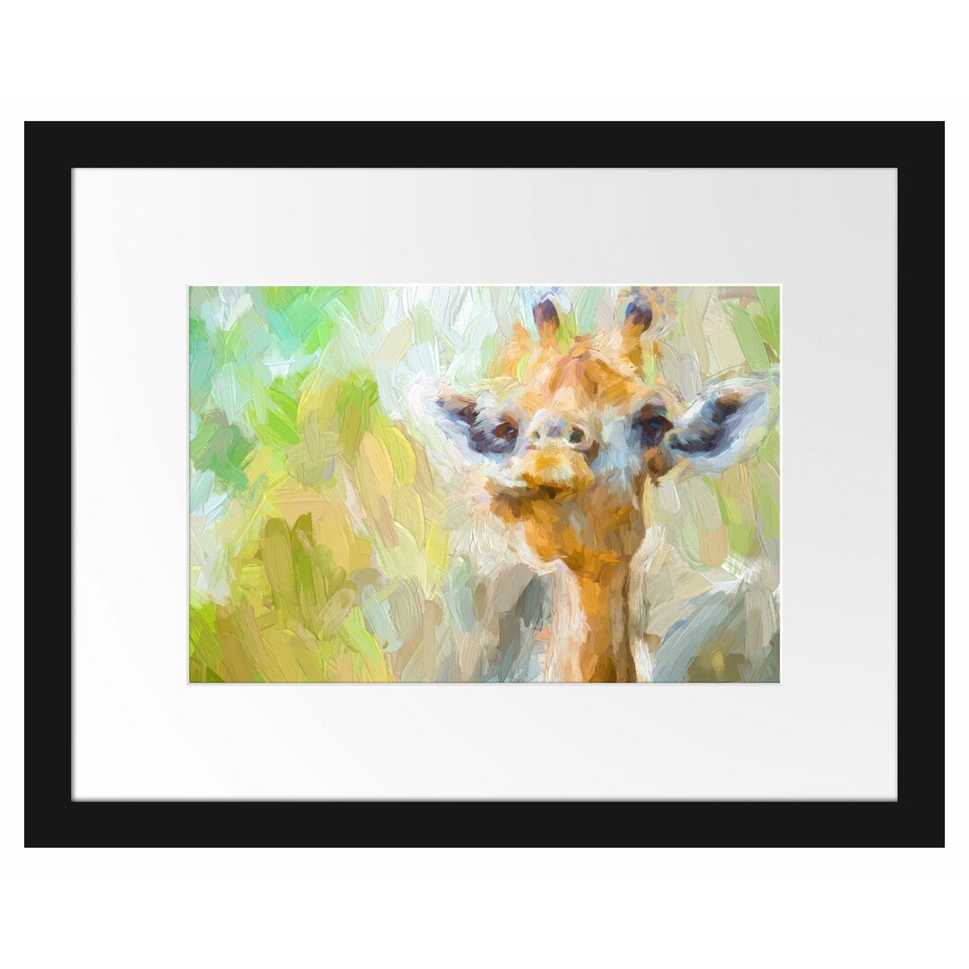 Gerahmtes Papierbild Giraffe in der Natur