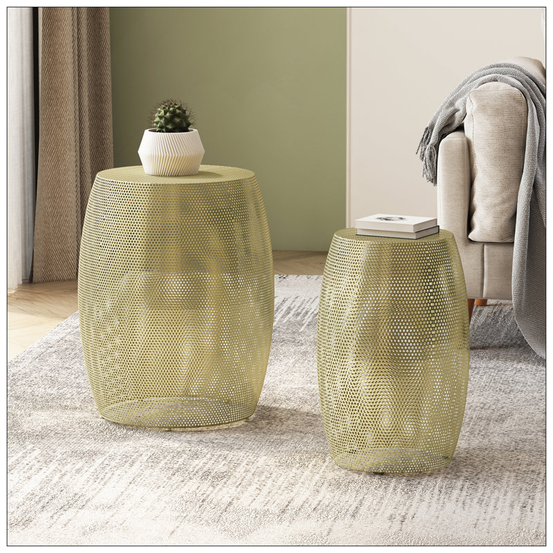 Round Metal Hollow Side Table Set