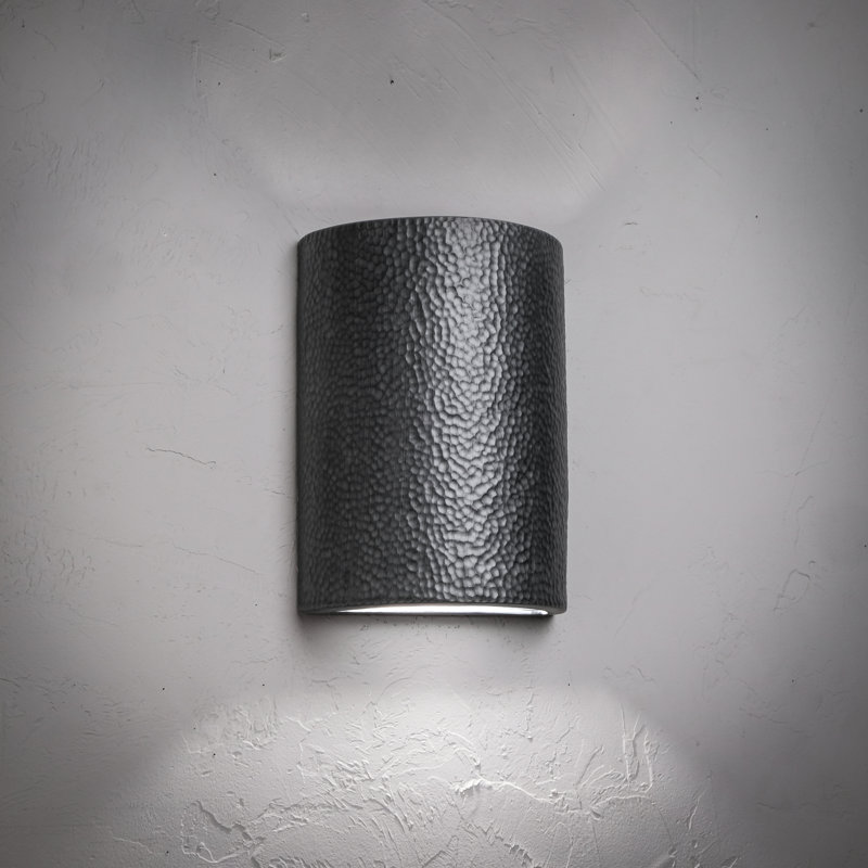 Cammi Ceramic Outdoor Wall Light, LED Bulb Included, Rubbed Pewter, 13" H x 9" W x 5" D