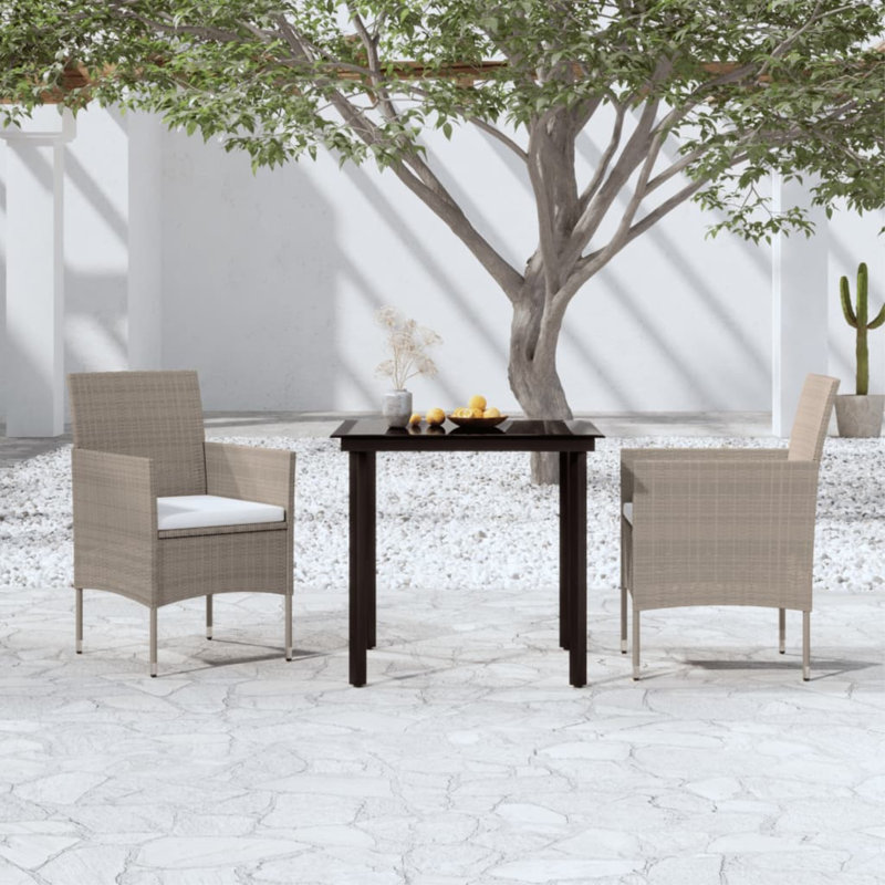 Rectangular 2 - Person 31.5" Long Dining Set, 29.1"H x 31.5"L x 31.5"W, 6, Gray/Black