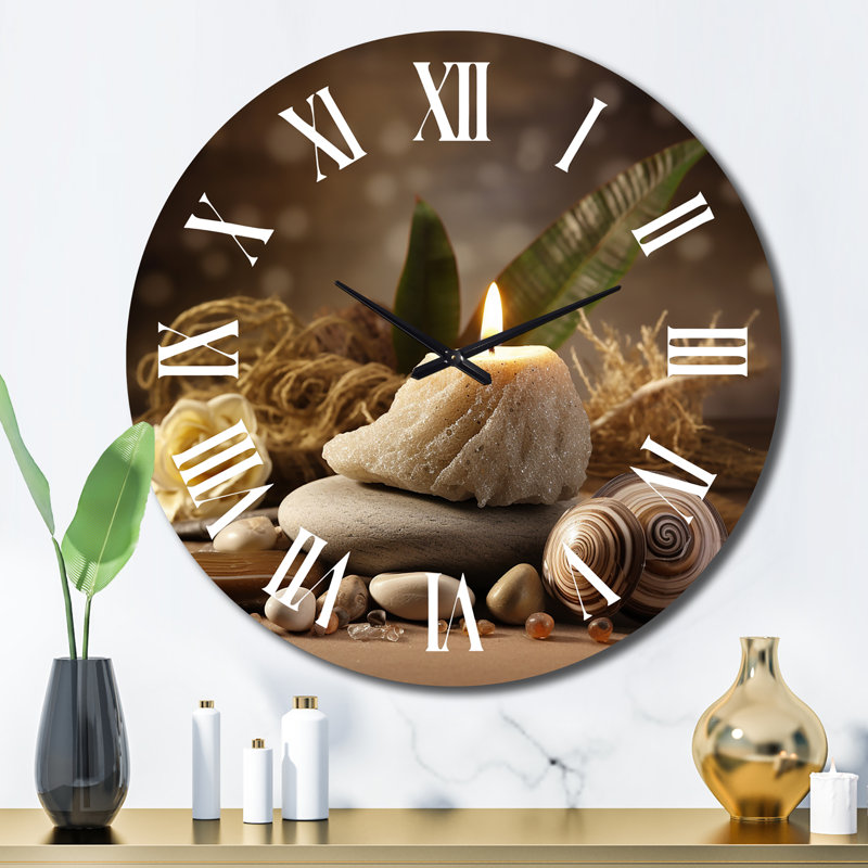 Horloge murale bougie flamme zen, Grand