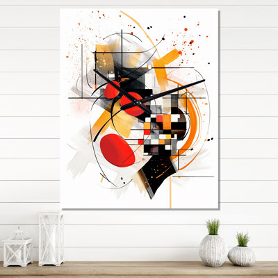 Horloge murale abstraite rouge et noire Symphony III