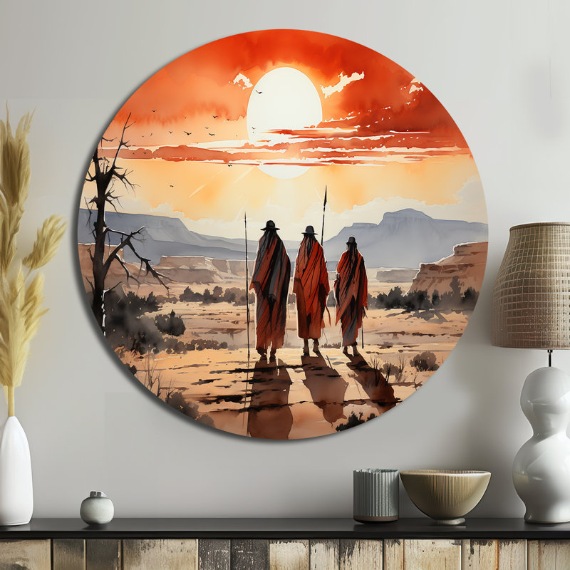 Art amérindien des gardiens des prairies, H 36 po x l 36 po