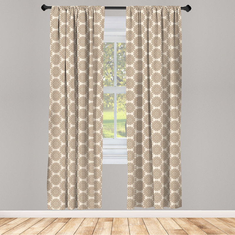 Paire de rideaux semi-transparents avec passe-tringle Mandala, 28 po x 63 po