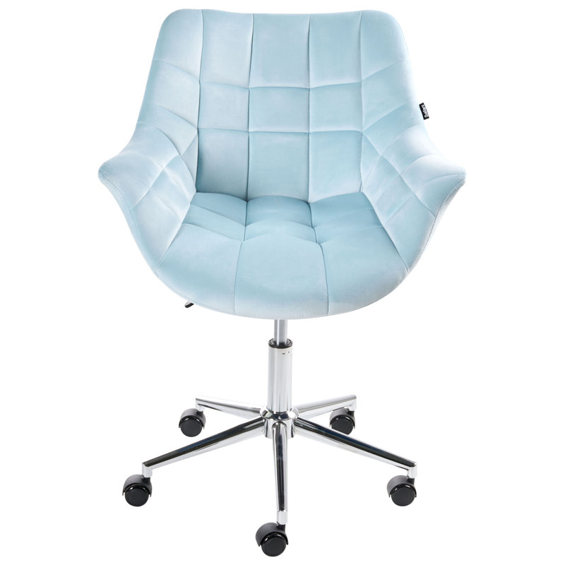 Velvet Office Chair, Light Blue