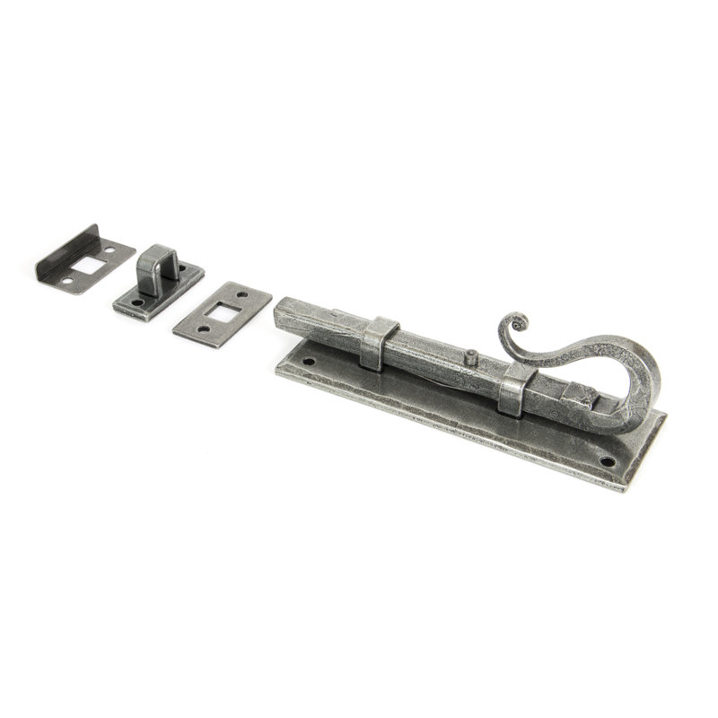 Shepherd's Crook Universal Bolt, Pewter Patina, 5.2cm H x 15.8cm W x 5cm D