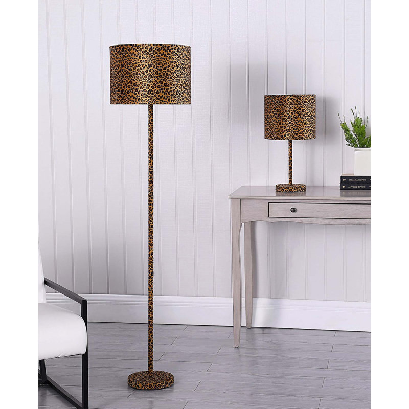 Lampe de table 19,25 po en faux suède à imprimé léopard
