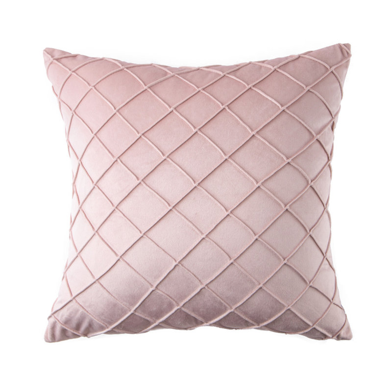 Coussin décoratif à carreaux, Rose clair, Polyester