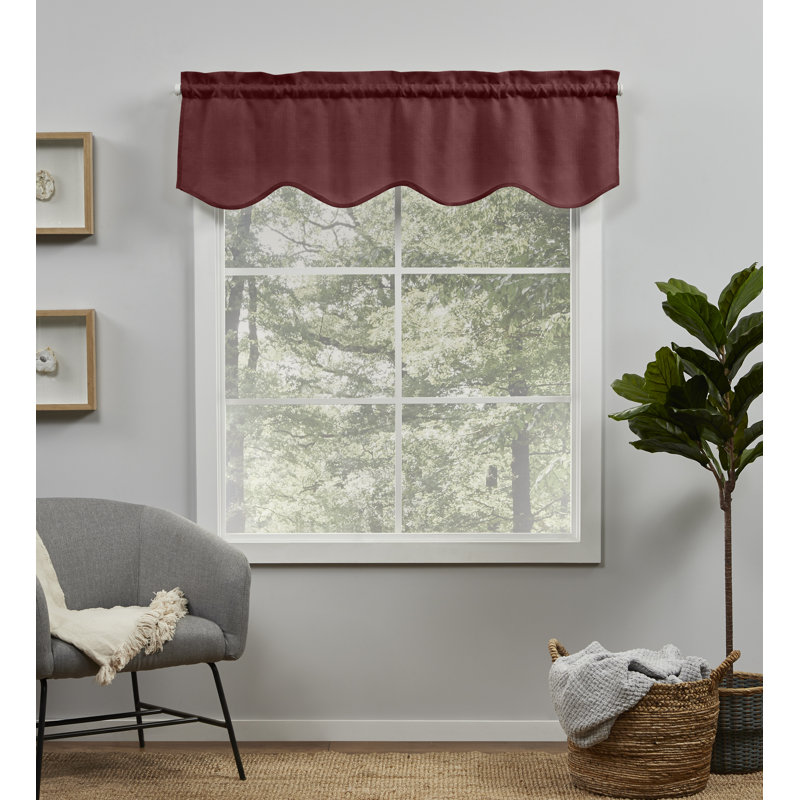 Exclusive Home Loha Light Filtering Rod Pocket Scalloped Valance, Radiant Red