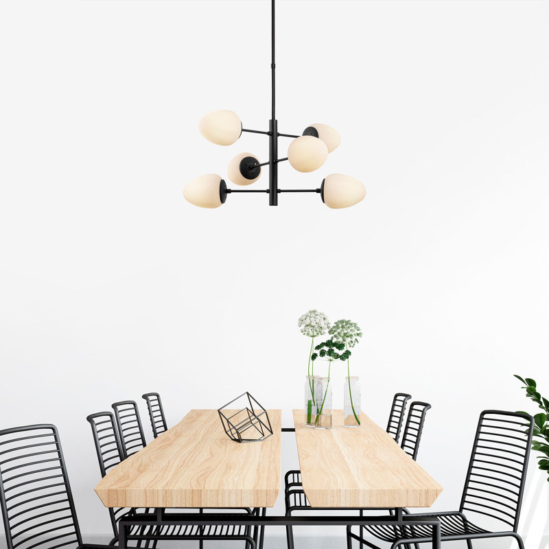 Lustre linéaire moderne 6 lumières Spoutnik, Noir