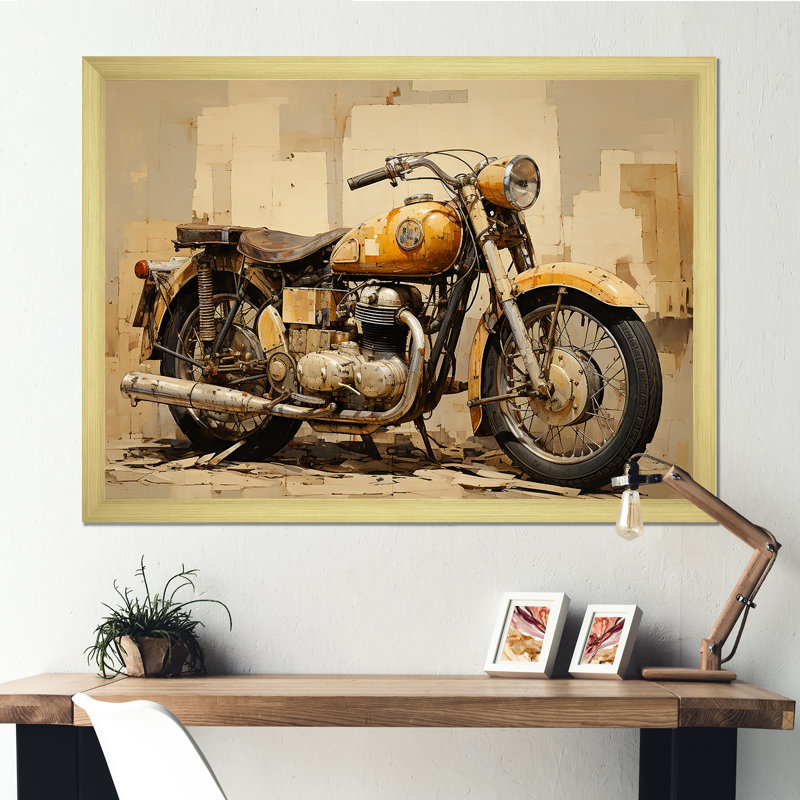 Minimalisme, motocyclette IV, impression d'art mural, Cadre doré simple, H 30 po x l 40 po x P 1,5 po