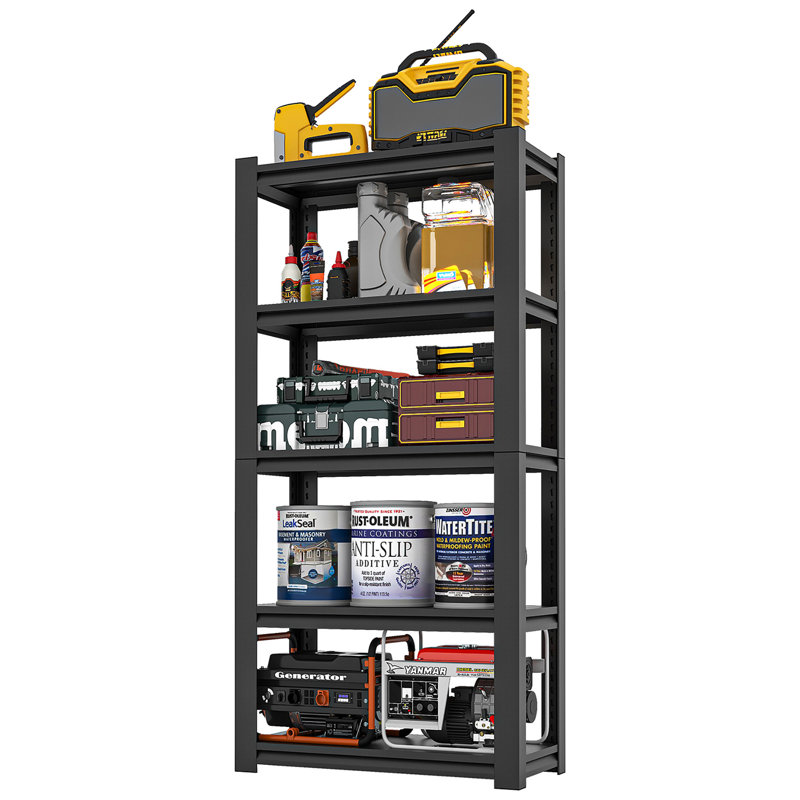 5 Tier Metal Garage Storage Shelves - Industrial Utility Rack with Adjustable Shelves, 35.4" W x 15.7" D