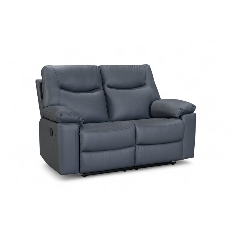 Blinera Faux Leather Reclining Sofa, 2, Dark Grey
