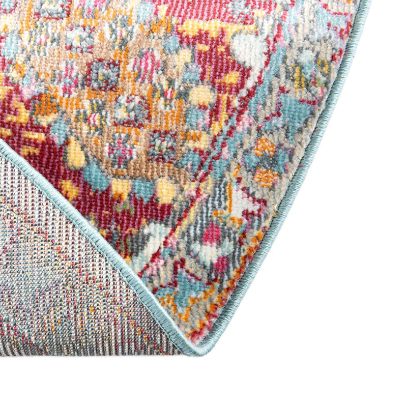 Tapis orange / gris / bleu Haefner, Ovale 3 pi 3 po x 5 pi 3 po