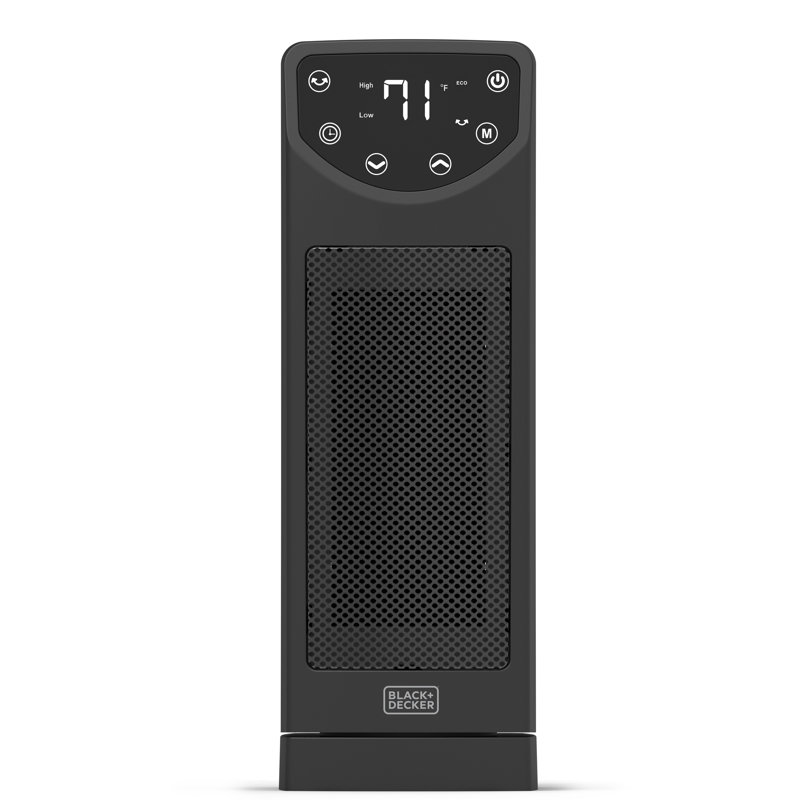 Black Ceramic Tower Heater with Remote and Adjustable Thermostat
