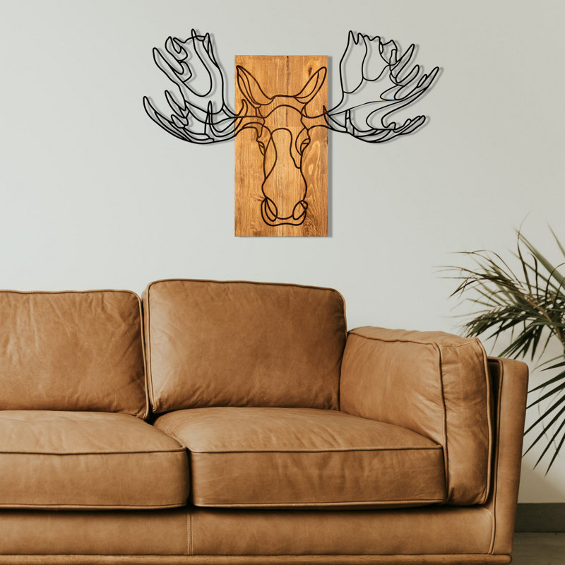 Elegant Decorative Wooden Wall Accessory, Black & Walnut Finish, 36.6 x 25.9 inches | Sturdy 100% Metal Frame (Thickness: 0.05 inches), Durable 100% Wooden Backing (Thickness: 1.2 inches) | Perfect for Home Decor & Modern Interiors