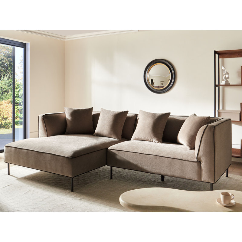 3 Seater Corner Sectional, Left Hand Facing, Light Brown